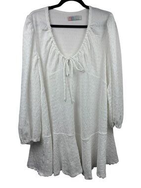 Free People Anderson Mini Dress White L Boho Cottagecore